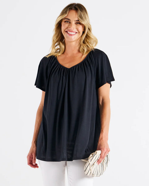 Coral Shirred Tee