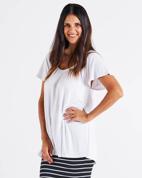 Coral Shirred Tee