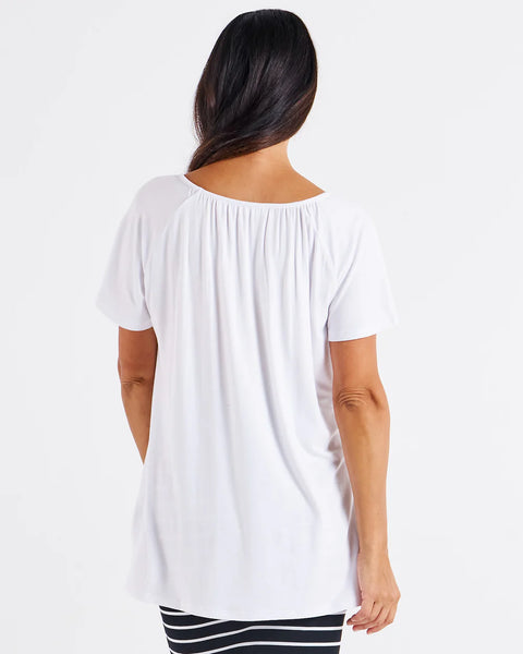 Coral Shirred Tee