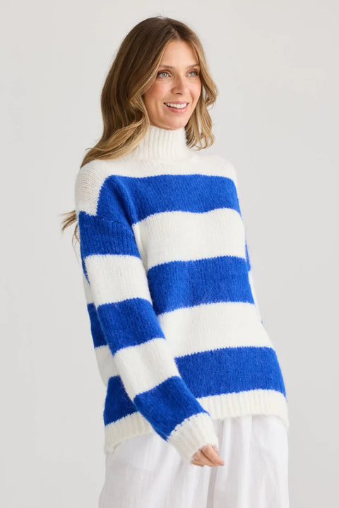 Island Knit Cobalt Stripe