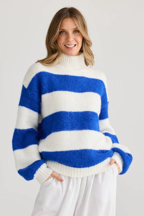 Island Knit Cobalt Stripe