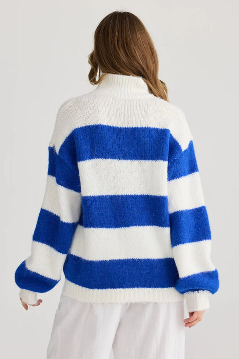 Island Knit Cobalt Stripe