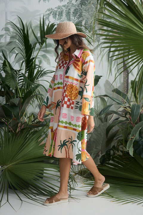 Stella Shirt Dress Tropical