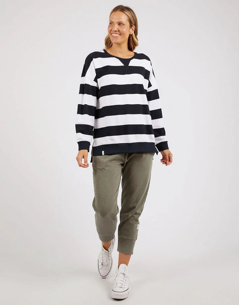 Billie Block Stripe Crew Navy