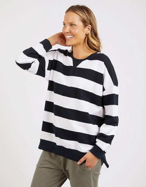 Billie Block Stripe Crew Navy
