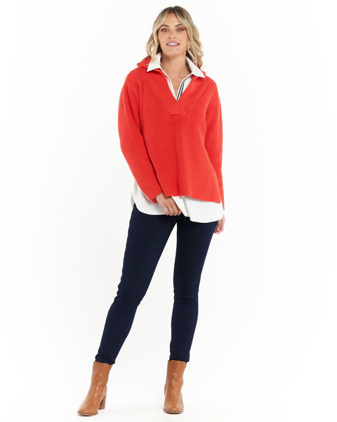 Bordeaux Collar Knit