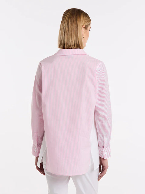 Long Sleeve Spliced Stripe Shirt