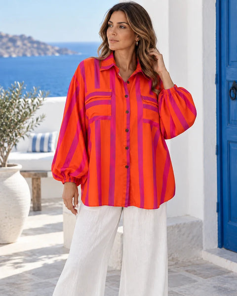 Purple Orange Stripe Shirt