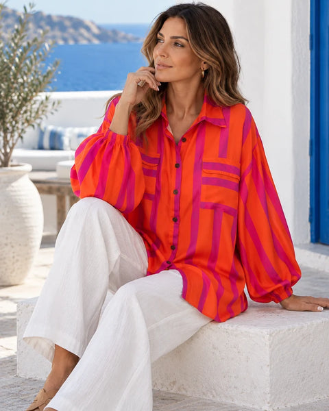 Purple Orange Stripe Shirt