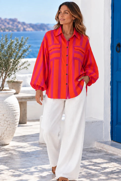 Purple Orange Stripe Shirt