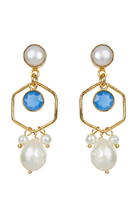 Lotus Drop Stone Earring