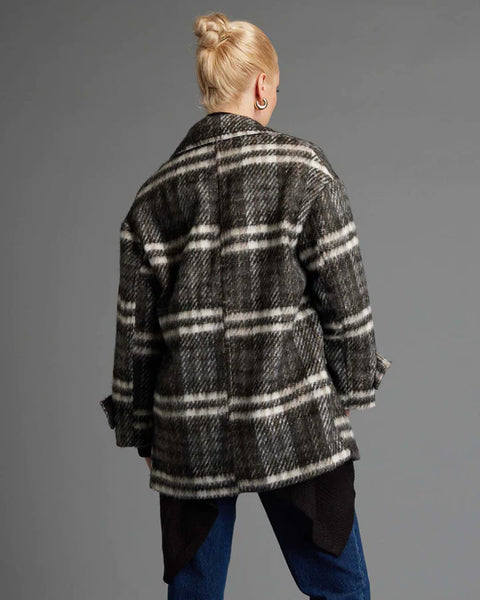 Songbird Plaid Pea Oversized Coat