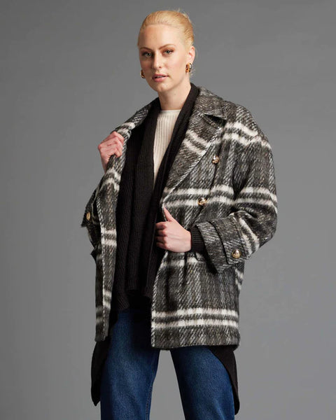 Songbird Plaid Pea Oversized Coat